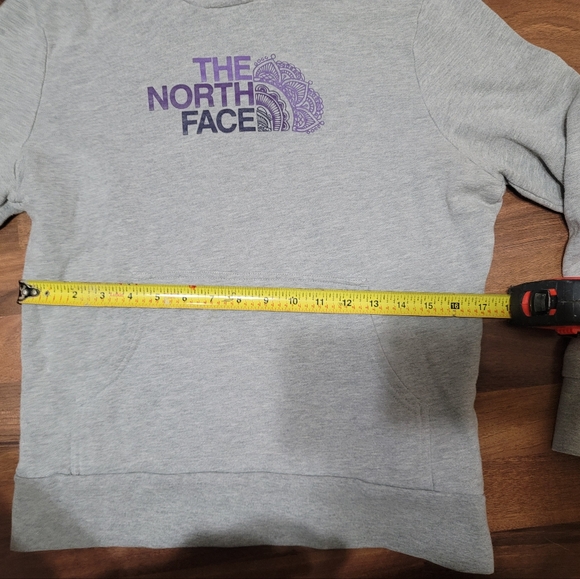 North Face Women's Logo Hoodie Sweatshirt Grey Heather Paisley logo Size Medium - Picture 6 of 9